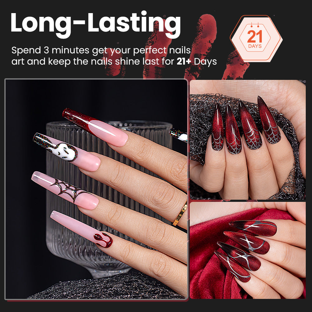 Esmalte de uñas de gel rojo y negro brillante | 15ml