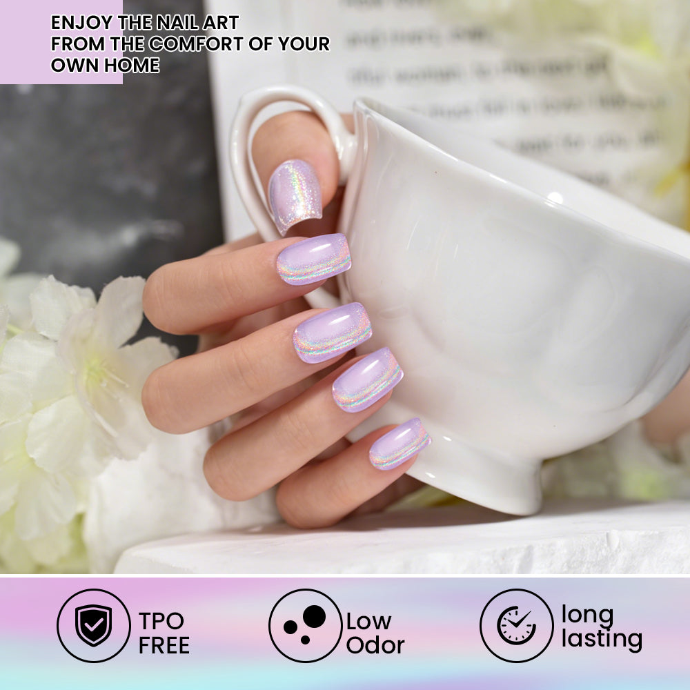Lavender Dream Rainbow Glitter Cat Eye Gel Polish D376 15ml - TPO & HEMA Free