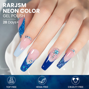 Set de vernis gel bleu océan - 6 nuances dégradées bleues d'été 7,5 ml sans TPO ni HEMA