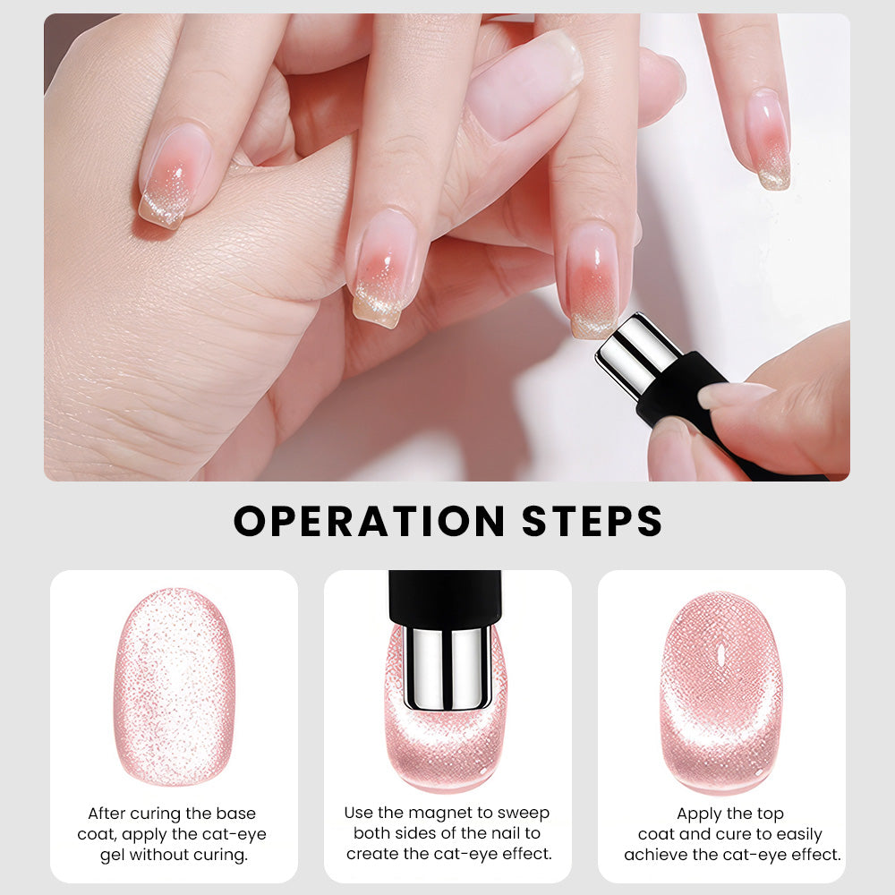 Cat eye magnet operation steps - 3-step process for perfect nail art