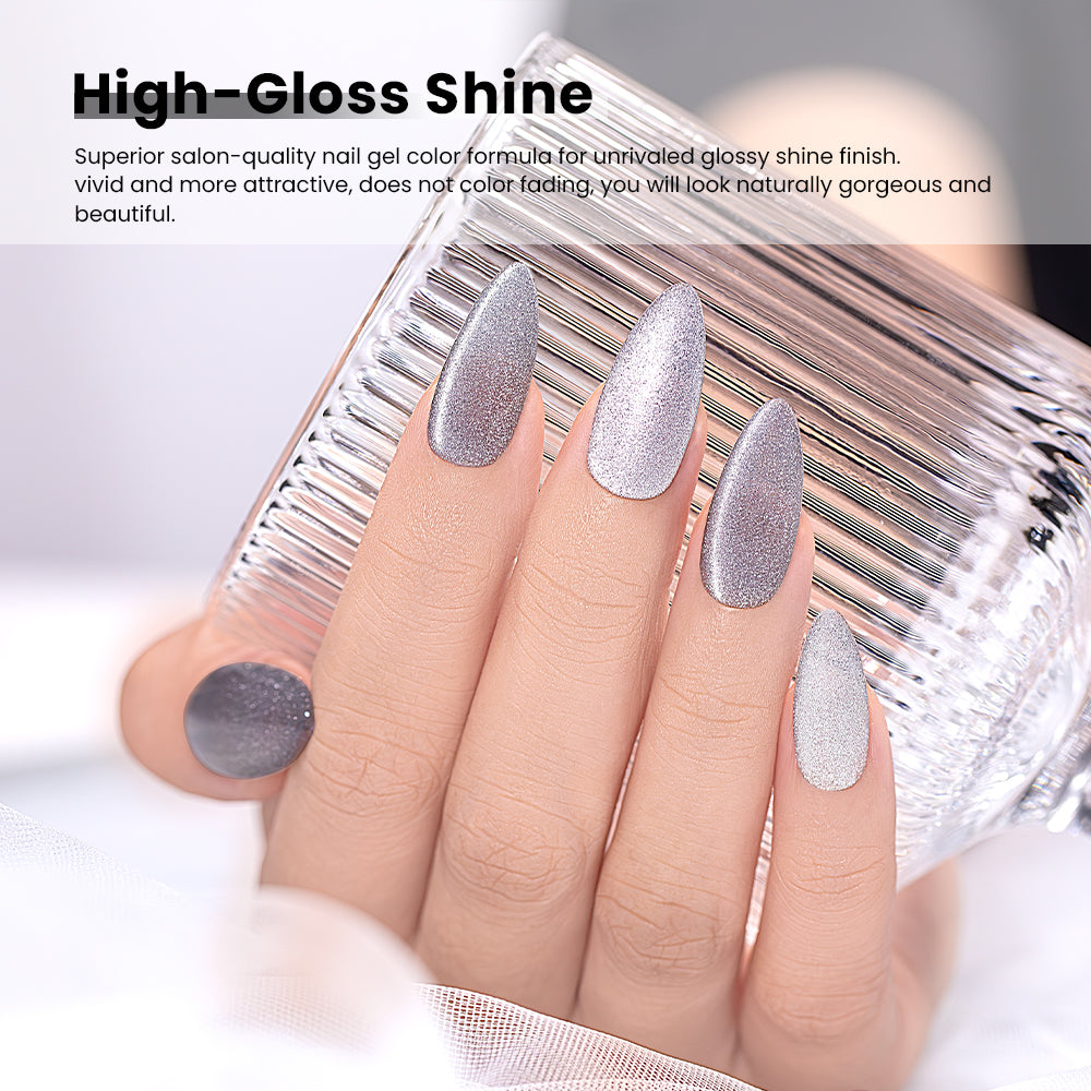 6 White Cat Eye Gel Nail Polish Set 7.5 ml