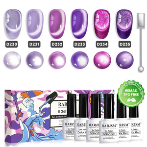 Purple Dream cat eye gel polish 6 colors set 7.5ml D230-D235 HEMA TPO free vegan shimmer magnetic lavender violet