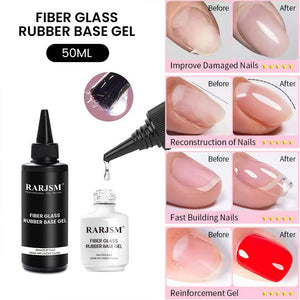 Fiber glass rubber base gel 50ml nail strengthener builder repair improve damaged nails reconstruction fast building reinforcement