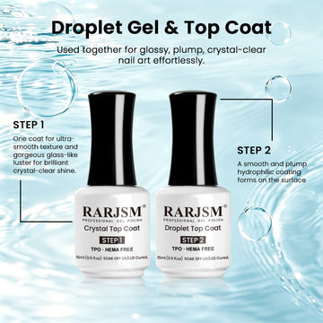 Set Top Coat Goccia 3D - Top Coat Gel Effetto Cristallo e Goccia di Pioggia 15ml 2PCS - Senza TPO e HEMA