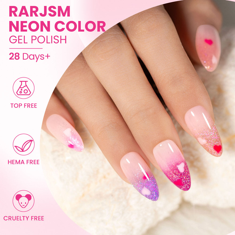 High-gloss pink glitter gel polish stiletto nails iridescent sparkle professional salon quality chip-resistant