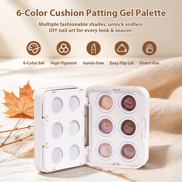 Amber Dusk Kissen-Palette mit Ombre-Art-Gel - 6 warme Nude-Brauntöne, TPO- und HEMA-frei