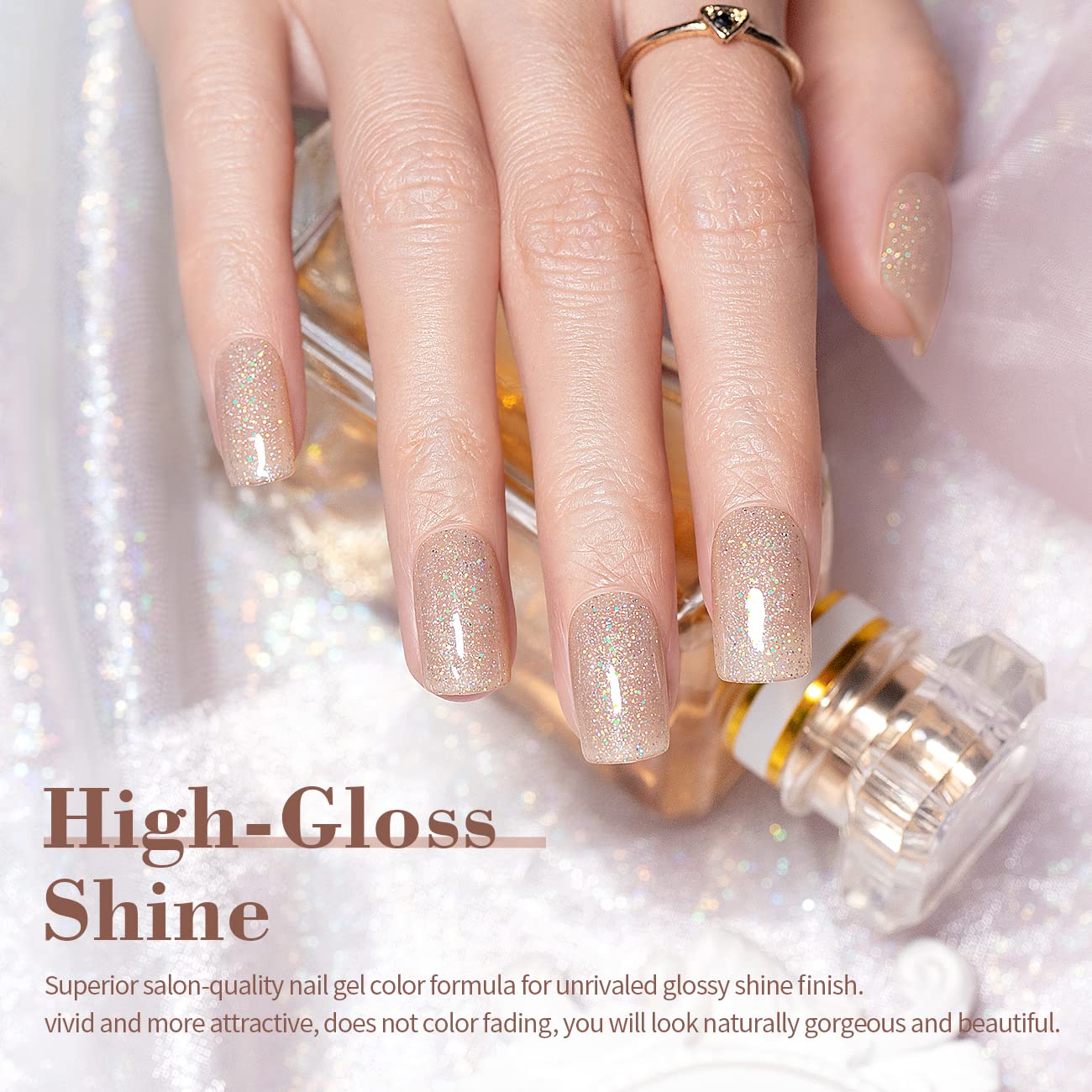 Flash Sale Stardust Nude Glitter Gel Polish 15ml - Limited Time 60% OFF