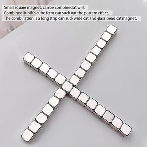 Cube magnets combined into strips - create wide cat eye and glass bead effects with flexible arrangement