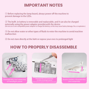 Important notes how to properly disassemble replaceable battery LED beads headlight panel side small light panel bottom battery