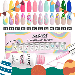 RARJSM ® Nail Art Gel Liner |Spring Summer collection | 12 Colors Pastel Color Painting Nail Gel Polish Set|5ml 12pcs