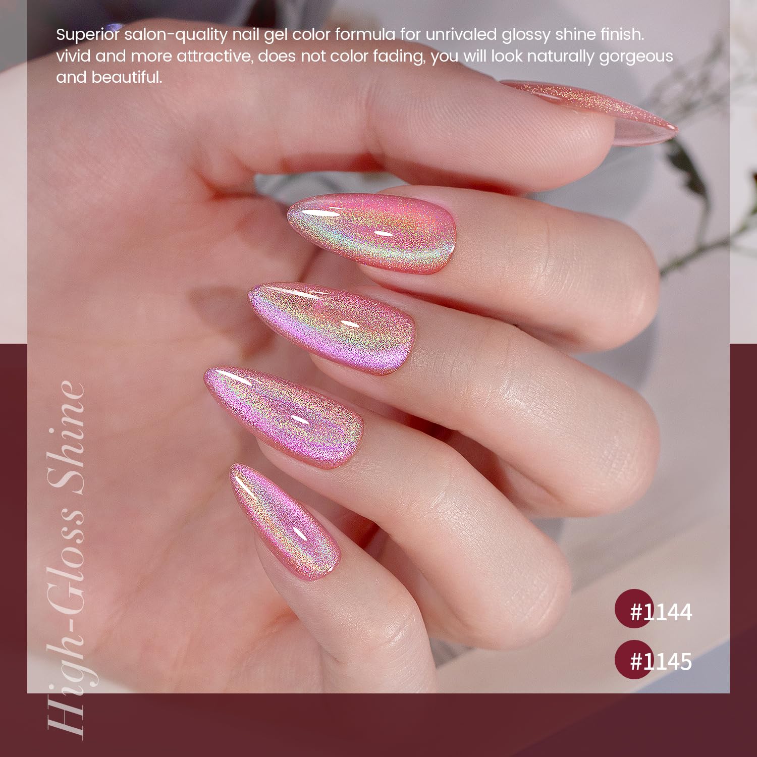 Superior salon-quality aurora rainbow gel 1144 1145 teal violet jelly holographic sparkle naturally gorgeous beautiful