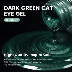 Dark green cat eye gel 21 days long-lasting high-quality inspire gel ultra-pigmented fashion-forward emerald