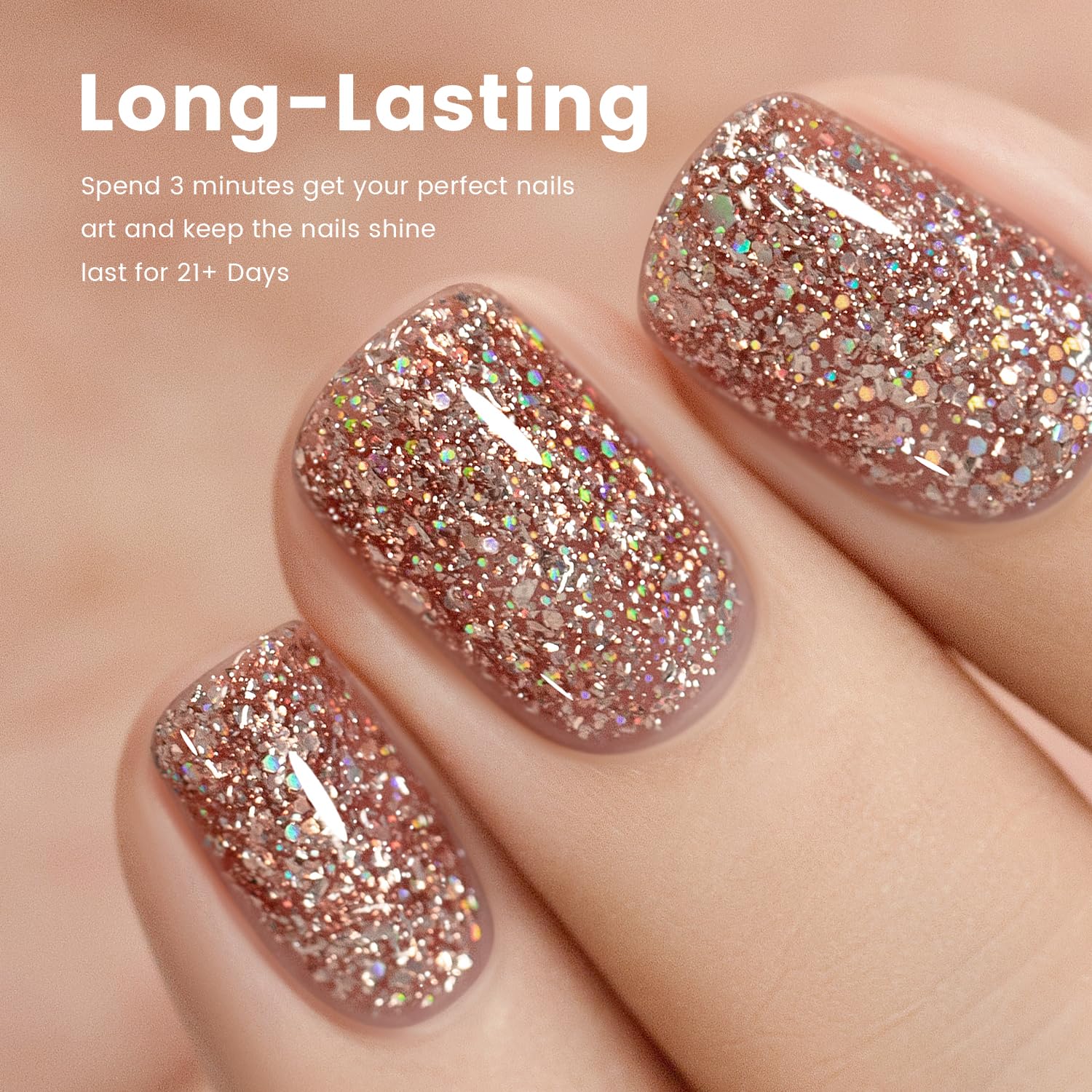 Esmalte de uñas en gel con purpurina Starlight Bronze, 15 ml, #884