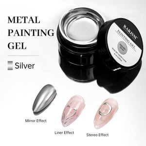 RARJSM metallic silver painting gel 8ml professional chrome effect topper for mirror finish nail art