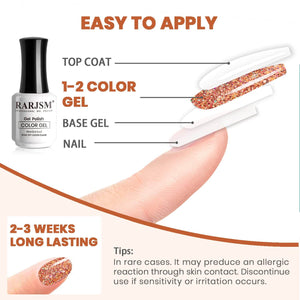 RARJSM ® Christmas Sparkly Rose Gold Diamond Glitter Gel Nail Polish