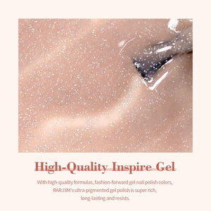 High-quality inspire gel gray pink rainbow shimmer texture smooth self-leveling formula ultra-pigmented long-lasting