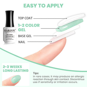 RARJSMPastel Green Sparkle Rainbow Shimmer Gel Nail Polish 15ml #755$9.99