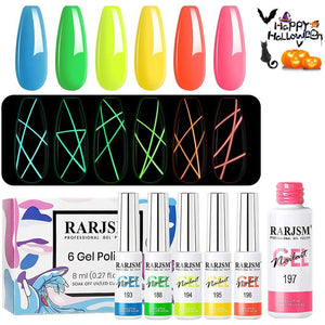 RARJSM ® Halloween 6 Colors Glow In The Dark Painting Nail Art Gel Liner Polish Set|8ml 6pcs