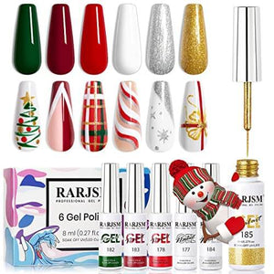 RARJSM ® Nail Art Gel Liner| Christmas Collection | 6 Colors Glitter Painting Nail Gel Polish Set|8ml 6pcs