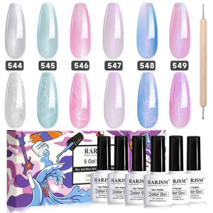 RARJSM ® Transparent Series Thread pearl gel nail polish 6 Colors Set