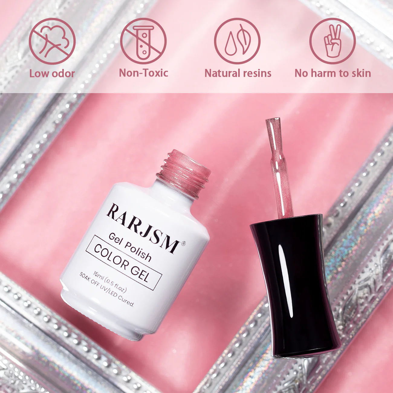 RARJSM gel polish low odor non-toxic natural resins no harm to skin safe ingredients moonlight cat eye duo
