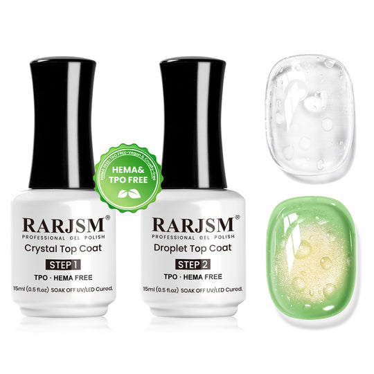 Set Top Coat Goccia 3D - Top Coat Gel Effetto Cristallo e Goccia di Pioggia 15ml 2PCS - Senza TPO e HEMA