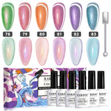 6 Colors Shimmer Velvet Cat Eye Gel Nail Polish Set 7.5 ml