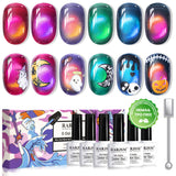 Set di smalti gel Cat Eye Phantom Glow - 6 tonalità neon di Halloween, effetto jelly trasparente magnetico, 7.5ml - senza TPO e HEMA