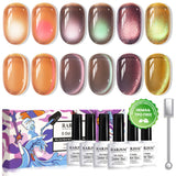 Set di gel semipermanenti cat eye Tawny Eclipse - 6 tonalità marroni vintage, gelatina trasparente magnetica, 7.5ml - Senza TPO né HEMA