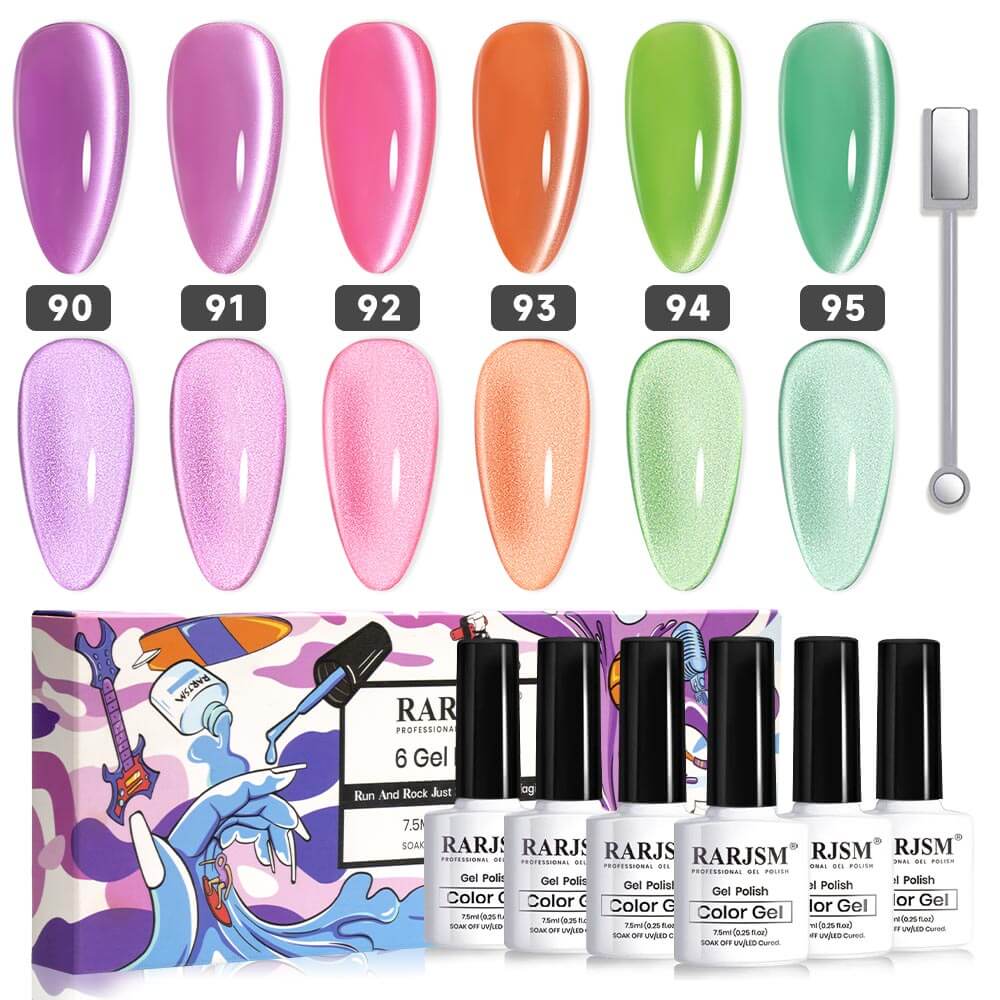 6 Colors Colorful summer Moonlit Velvet Cat Eye Gel Nail Polish Set 7.5 ml
