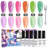 Juego de esmaltes de uñas en gel estilo ojo de gato, 6 colores, colorido, verano, iluminado por la luna, 7,5 ml