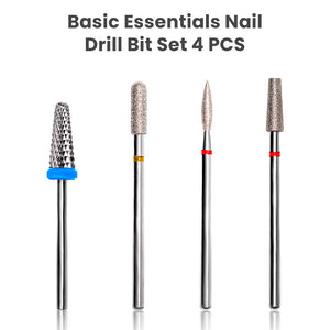 4 professional drill bits assorted shapes sizes tungsten carbide bits gel removal cuticle care nail shaping included
