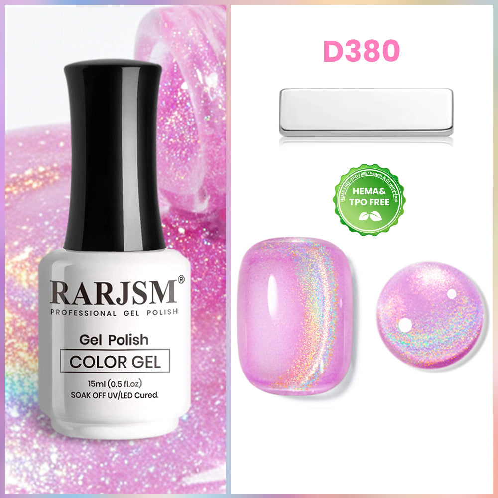 Rose Quartz Pink Glitter Cat Eye Gel Polish D380 15ml - TPO & HEMA Free