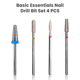 Nail Drill Bit Set 4 pcs pointed tungsten steel precision needle cone flame cylinder professional manicure tools
