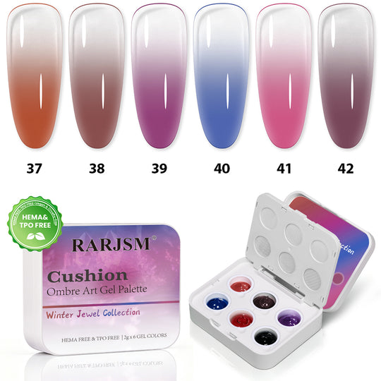 Winter Jewel Cushion Ombre Art Gel Palette - 6 Berry & Jewel Tones, TPO & HEMA Free