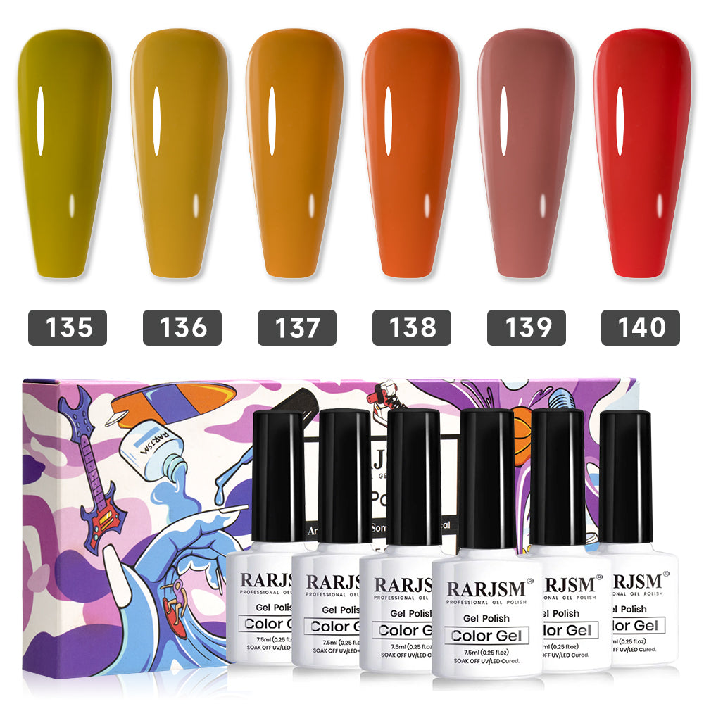 Gel-Nagellack der Autumn Sunshine-Serie, 6-Farben-Set, 7,5 ml