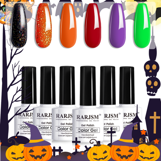 RARJSM ® Halloween Girl - Ensemble de vernis à ongles gel 6 nuances ~ 7,5 ml 6pcs