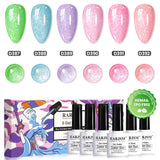 Ensemble de vernis gel Icy Diamond Crush - 6 couleurs pastel printemps-été 7,5 ml - RARJSM sans TPO ni HEMA