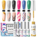 Diamond Burst - Reflective Glitter Gel Liner 6 Holiday Colors Nail Art Set 8ml