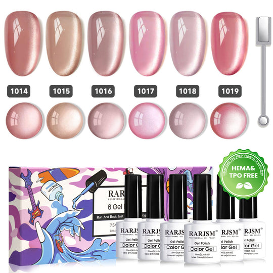 Smalto Gel Occhio di Gatto Nude Porcellana Moonlight - Set 6 Colori TPO HEMA Free 7,5ml