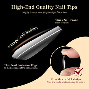 Rarjsm 120Pcs Transparent Full Cover Nail Tips