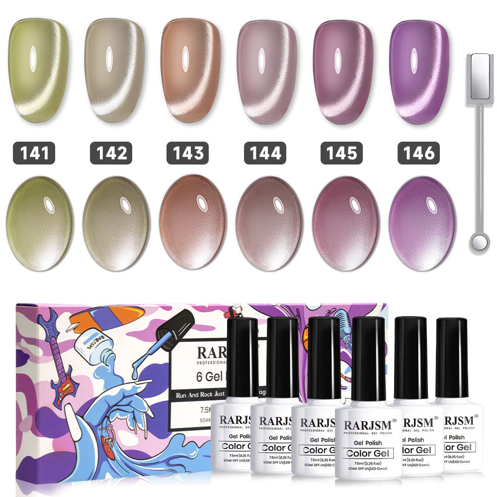Flash Sale Gleaming Neutrals Amber Moonlight Cat Eye Gel Set 7 Colors 7.5ml - Limited Time 52% OFF