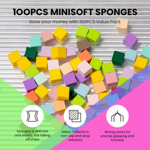 100PCS mini soft sponges 1cm cube delicate elastic non-slip metal material strong claws precise gripping firmness
