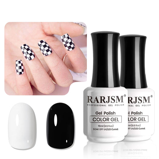 Duo de Vernis à Ongles Gel Noir & Blanc 15ml
