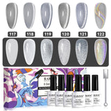 Set de 6 esmaltes de uñas en gel Cat Eye blanco 7,5 ml