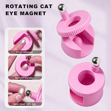 RARJSM Bacchetta Magnetica Rotante a 360° Occhio di Gatto - Effetto Perla di Vetro Rosa per Smalto Gel Occhio di Gatto