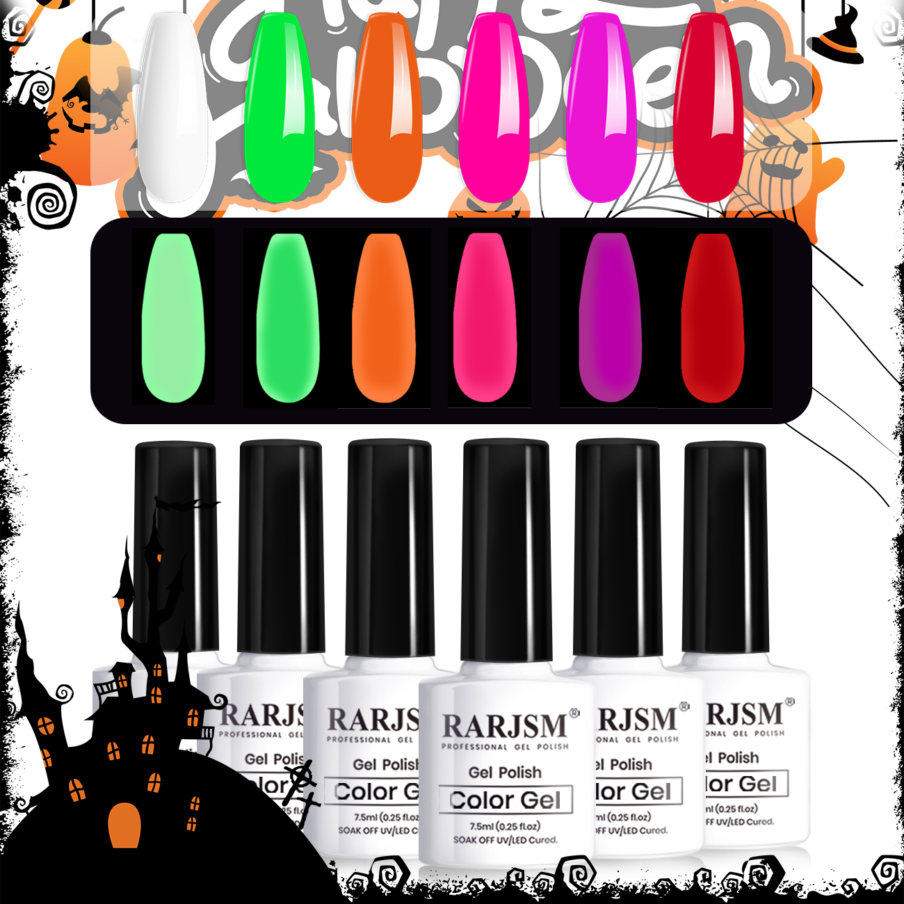 Halloween Girls-6 Colors luminous Glow In The Dark Gel nail  Polish Set｜7.5ml 6pcs