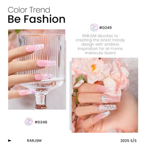 Summer Blossom glitter gel polish on nails showing translucent jelly confetti flower petals spring summer wedding nail art
