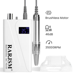 RARJSM Professional Gel Polish Pro Nail Drill 35,000 RPM LCD display forward reverse rotation white elegant design
