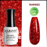 Esmalte de uñas en gel iridiscente con purpurina roja brillante navideña, 15 ml #402